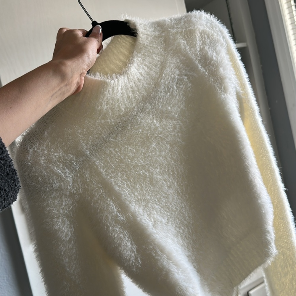 Cozy White Fuzzy Sweater